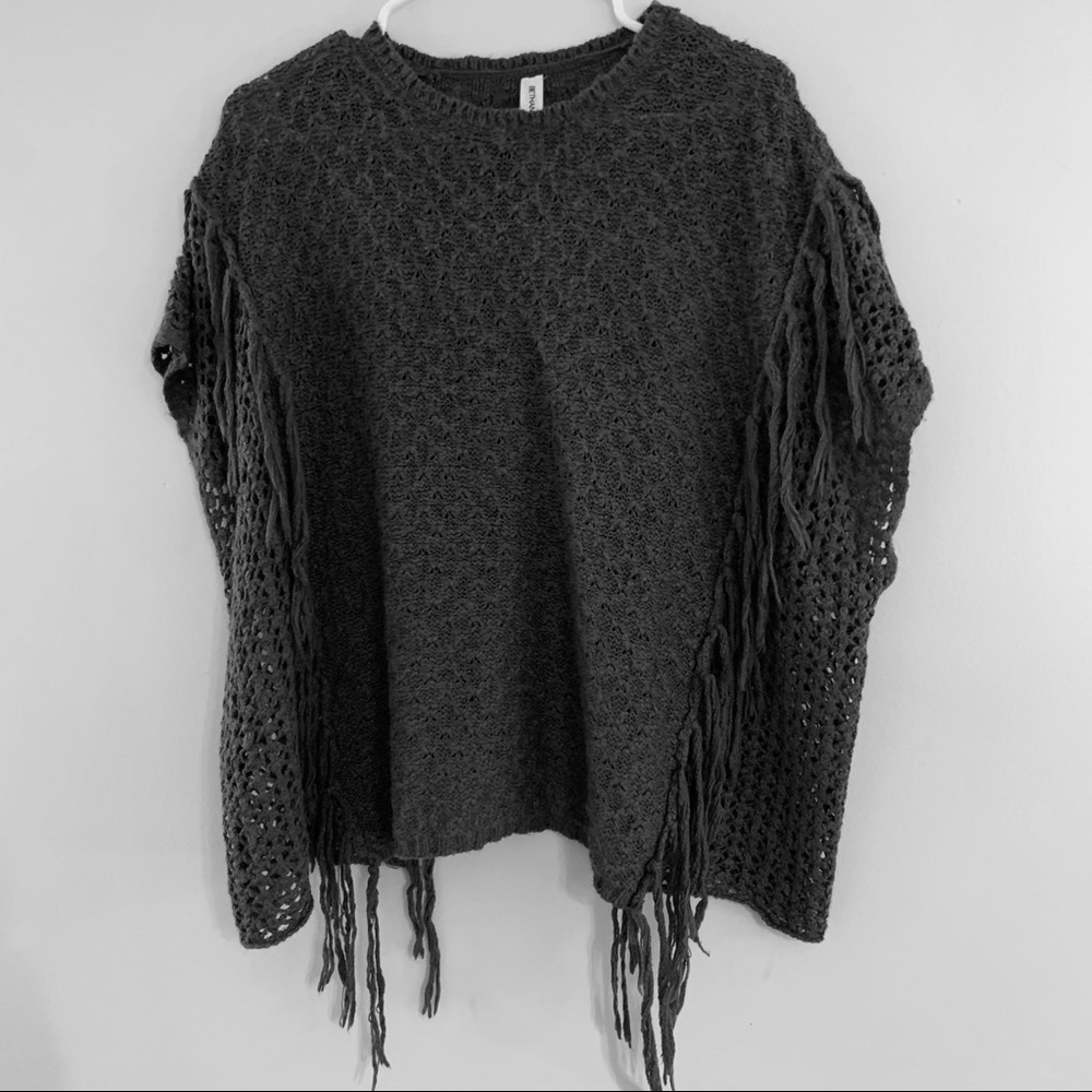 Aeropostale Bethany Mota Green Fringe Sweater Poncho size M/L